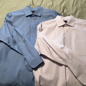 2 Jos A Bank Dress Shirts, Tailored Fit, 17/34